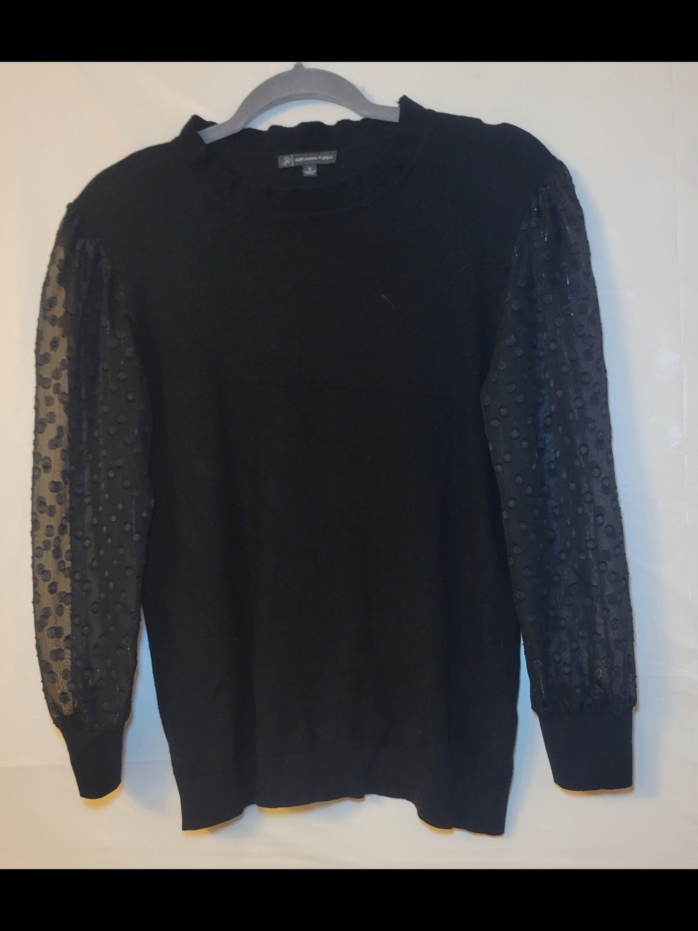 Adrianna Papell Black Knit Top with Sheer Accent
